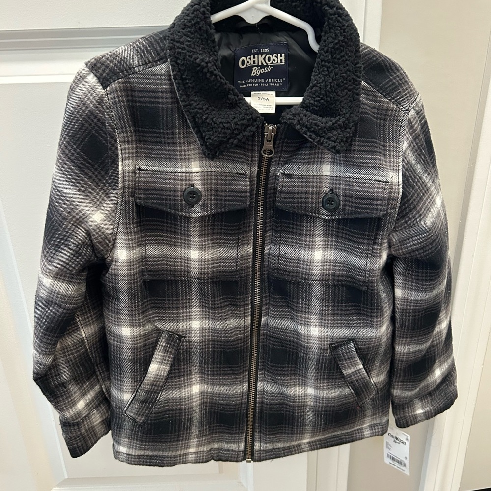 OshKosh B'gosh Gray Plaid Kids Jean Jacket